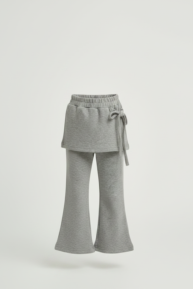 Pantalon Jupe Gris Coton Évasé Superposé Enfant - Molleton - vue 3