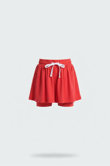 Pantalon Jupe Rouge Fluide Sportif Intégré Enfant - Polyester - vue 3