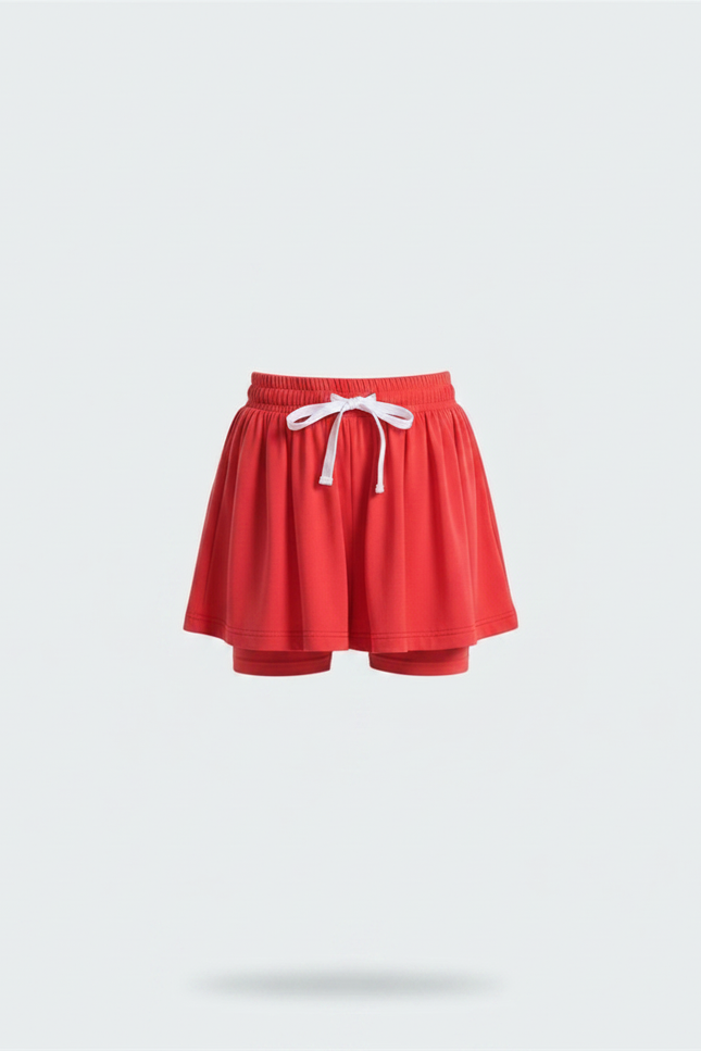 Pantalon Jupe Rouge Fluide Sportif Intégré Enfant - Polyester - vue 3