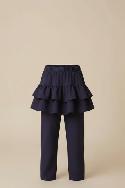Pantalon Jupe Marine Volants Fluide Enfant Été - Viscose - vue 3