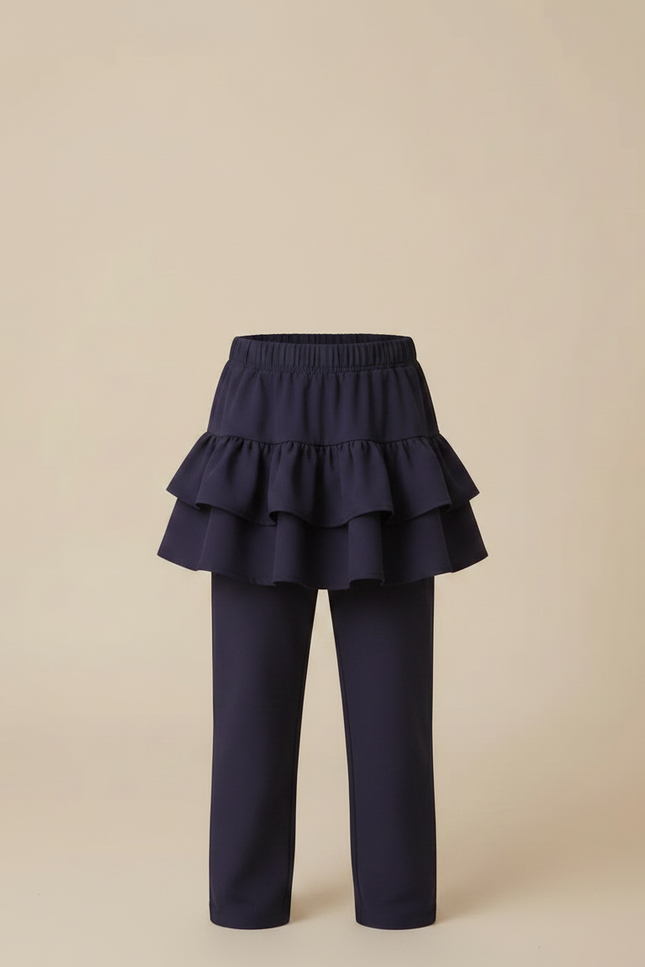 Pantalon Jupe Marine Volants Fluide Enfant Été - Viscose - vue 3