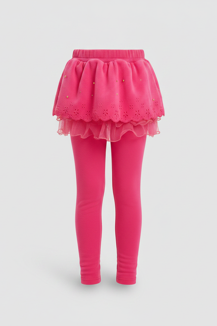 Pantalon Jupe Rose Brodé Superposé Confortable Fille - Molleton - vue 3
