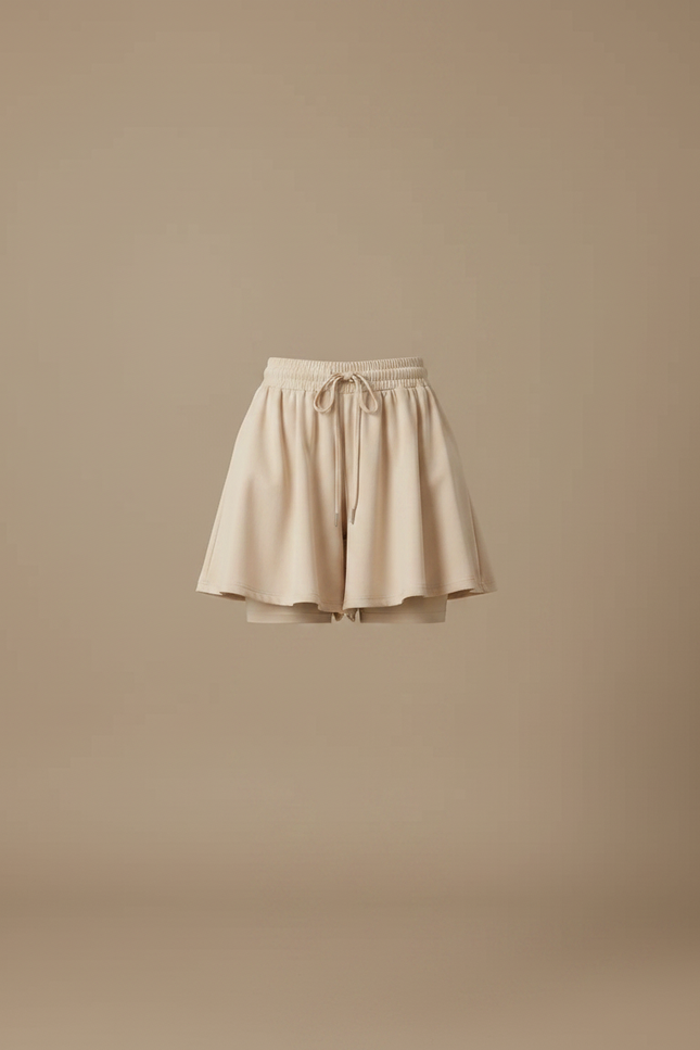 Pantalon Jupe Beige Plissé Ample Décontracté Fluide - Polyester - vue 3