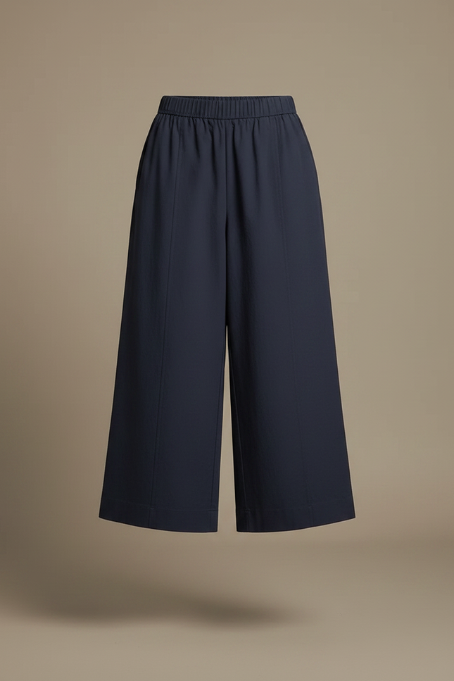 Pantalon Jupe Marine Ample Mi-longue Décontractée Femme - Coton - vue 3