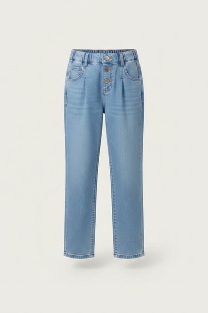 Pantalon Jupe Denim Bleu Clair Boutons Fille - Jean - vue 3