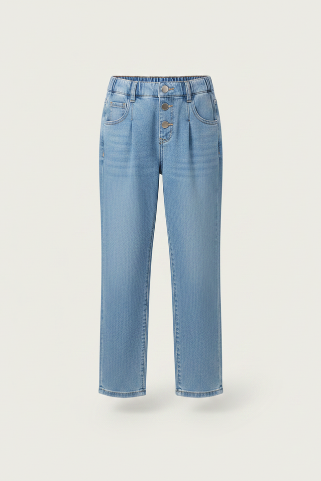 Pantalon Jupe Denim Bleu Clair Boutons Fille - Jean - vue 3