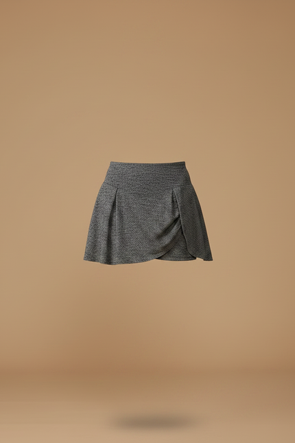 Pantalon Jupe Gris Mini Plissé Décontracté Court - Maille - vue 3