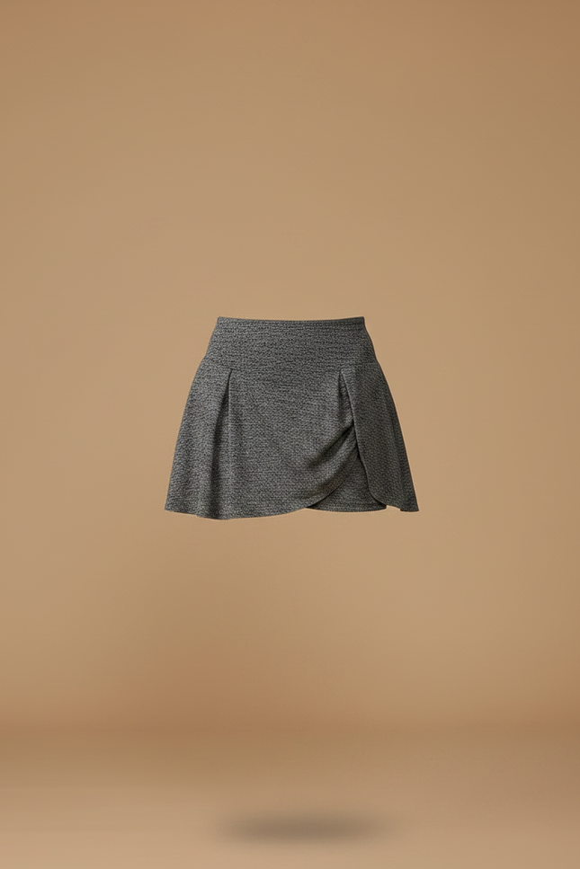Pantalon Jupe Gris Mini Plissé Décontracté Court - Maille - vue 3