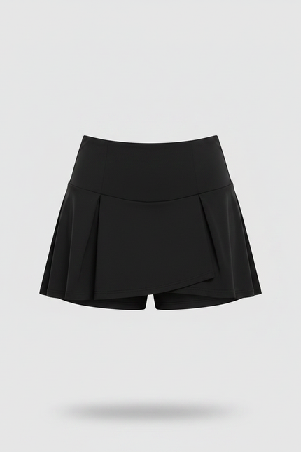 Pantalon Jupe Noir Plissé Fluide Court Sportif - Polyester - vue 3