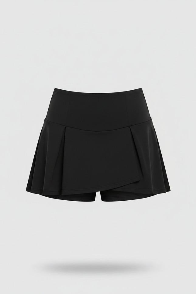 Pantalon Jupe Noir Plissé Fluide Court Sportif - Polyester - vue 3