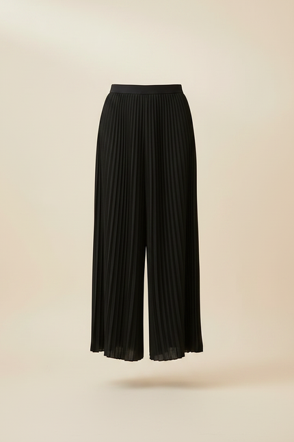 Pantalon Jupe Noir Plissé Fluide Long Élégant - Polyester - vue 3