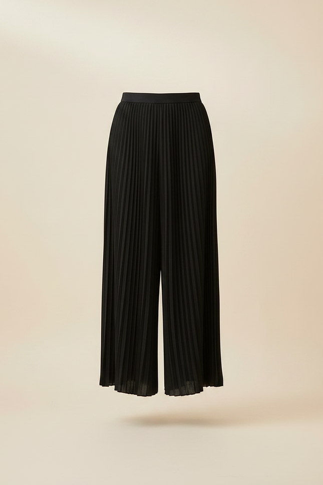Pantalon Jupe Noir Plissé Fluide Long Élégant - Polyester - vue 3