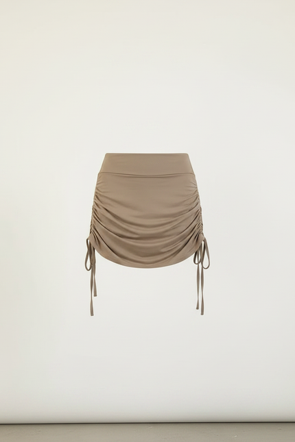 Pantalon Jupe Beige Froncé Cordon Sexy Court - Maille - vue 3