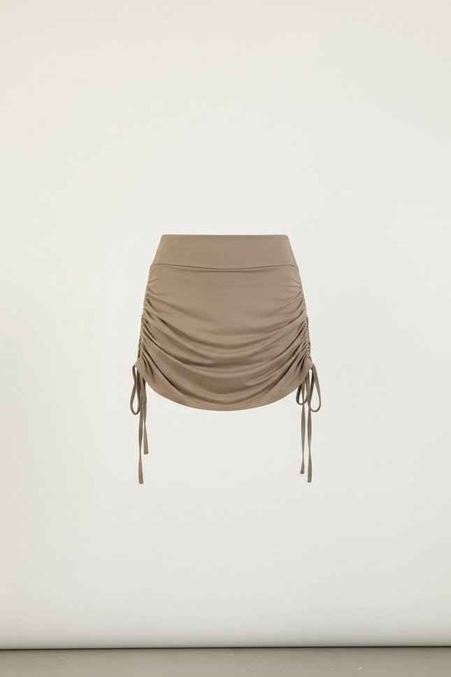 Pantalon Jupe Beige Froncé Cordon Sexy Court - Maille - vue 3