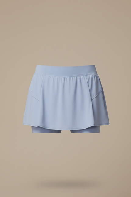 Pantalon Jupe Bleu Ciel Superposé Sportif Court Fluide - Polyester - vue 3