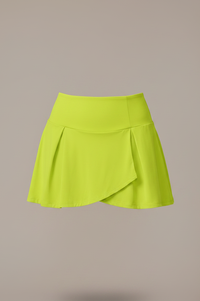 Pantalon Jupe Vert Fluorescent Plissé Sport Doublé Confortable - Polyester - vue 3