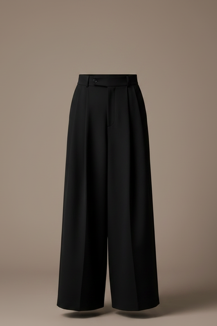 Pantalon Jupe Noir Plissé Ample Superposé Masculin - Polyester - vue 3