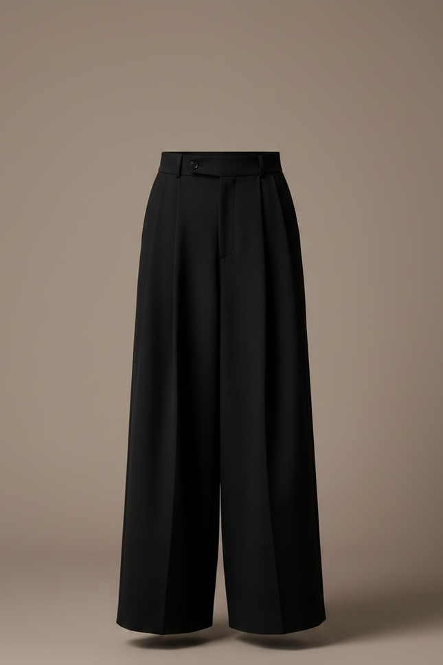 Pantalon Jupe Noir Plissé Ample Superposé Masculin - Polyester - vue 3