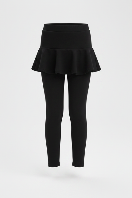 Pantalon Jupe Noir Volants Intégrés Coton Confortable - vue 3