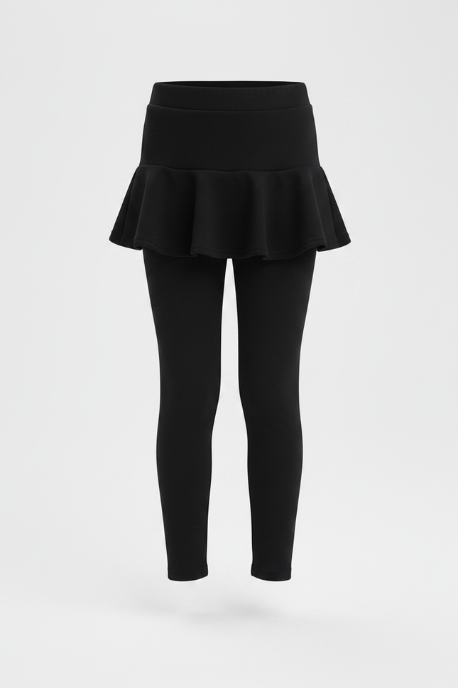 Pantalon Jupe Noir Volants Intégrés Coton Confortable - vue 3