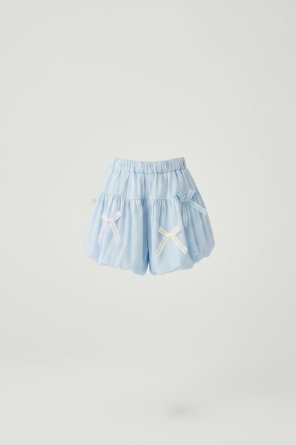Pantalon Jupe Bleu Volants Nœuds Enfant Mignon - Coton - vue 3