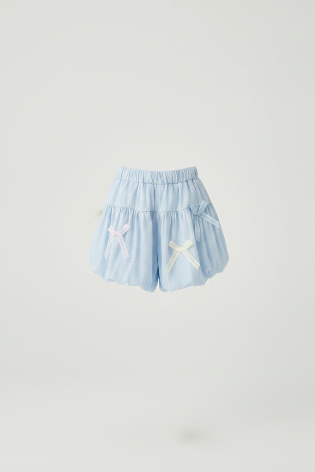 Pantalon Jupe Bleu Volants Nœuds Enfant Mignon - Coton - vue 3