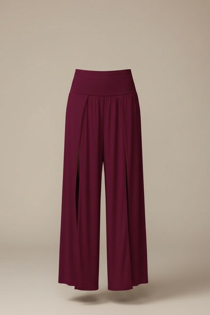 Pantalon Jupe Bordeaux Fendu Fluide Élégant Sexy - Viscose - vue 3
