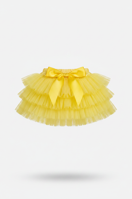 Pantalon Jupe Tulle Jaune Volants Nœud Fille - Polyester - vue 3
