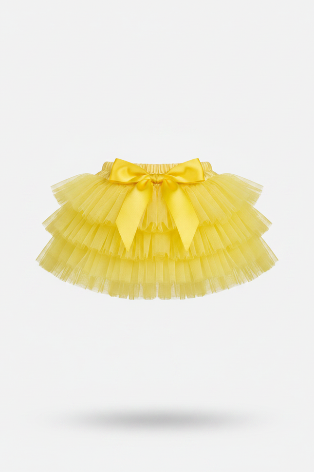 Pantalon Jupe Tulle Jaune Volants Nœud Fille - Polyester - vue 3