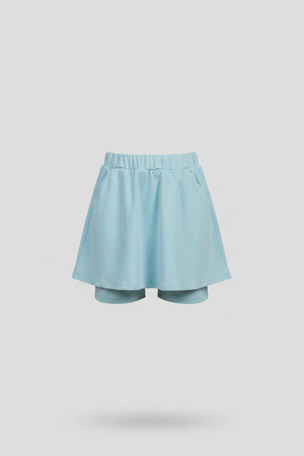 Pantalon Jupe Bleu Ciel Coton Élastique Enfant - Molleton - vue 3