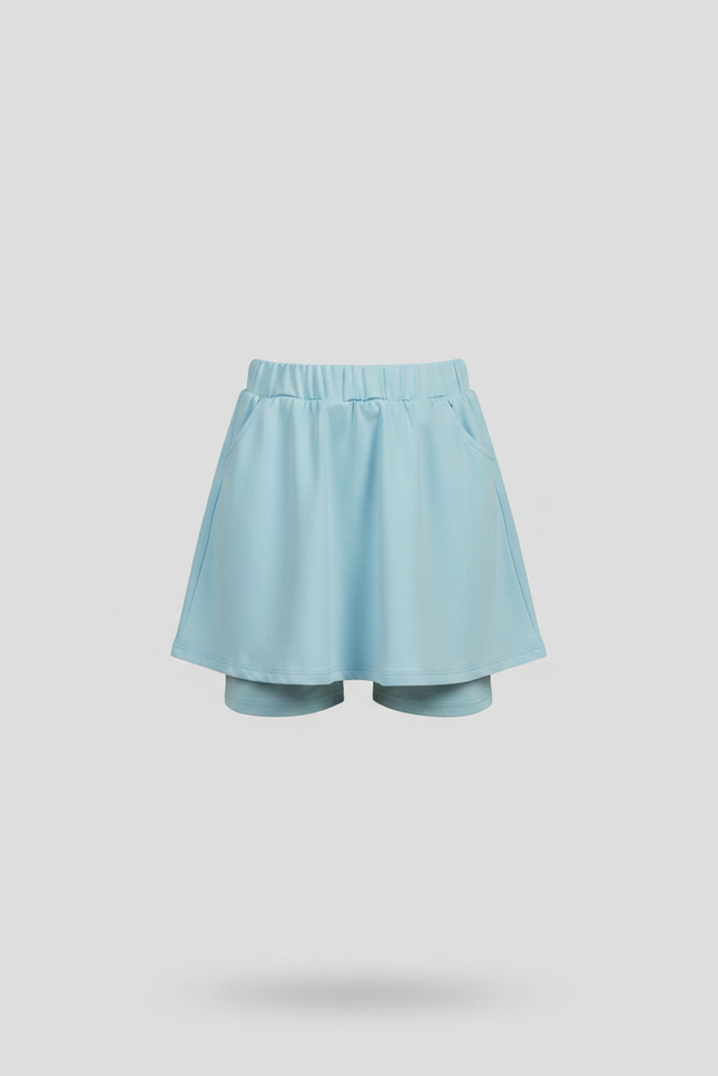 Pantalon Jupe Bleu Ciel Coton Élastique Enfant - Molleton - vue 3