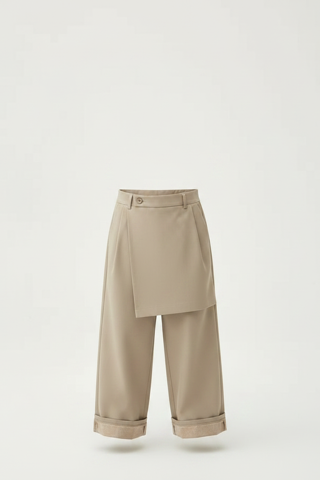 Pantalon Jupe Kaki Ample Décontracté Garçon - Gabardine - vue 3