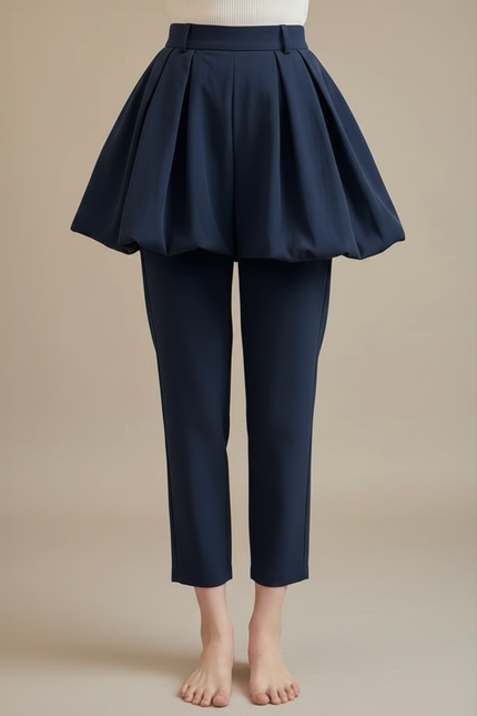 Pantalon Jupe Marine Plissé Ample Élégant Femme - Polyester - vue 3