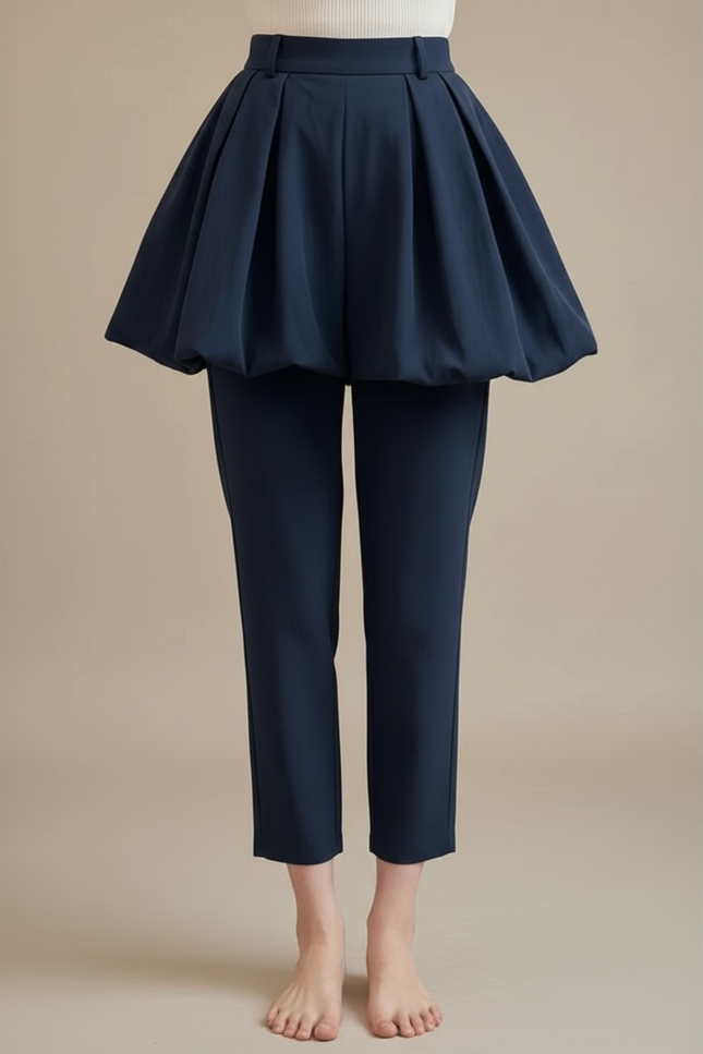 Pantalon Jupe Marine Plissé Ample Élégant Femme - Polyester - vue 3