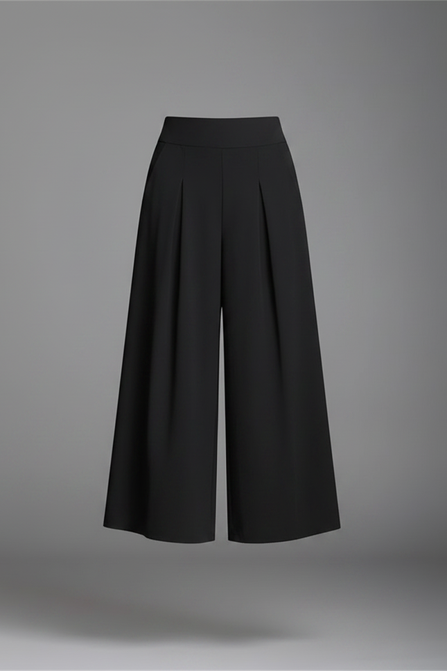 Pantalon Jupe Noir Plissé Ample Élégant Femme - Polyester - vue 3
