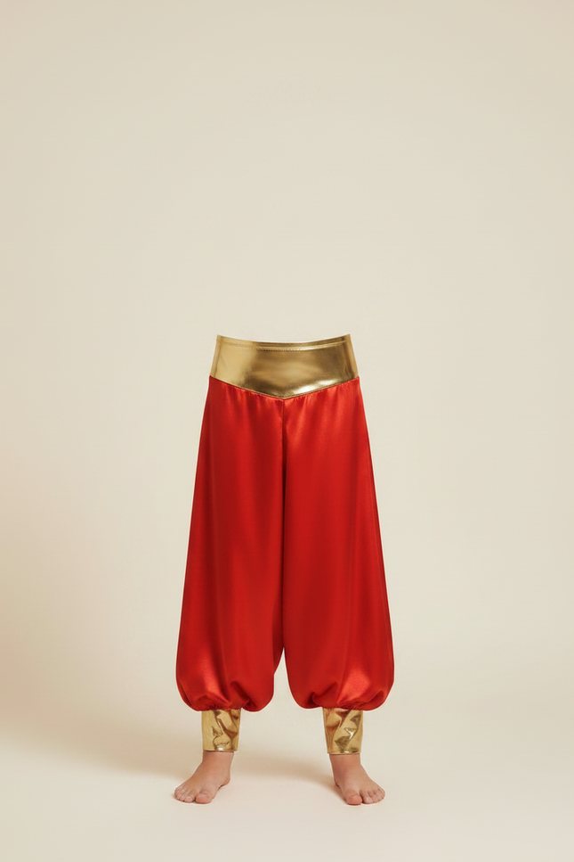 Pantalon Jupe Sarouel Rouge Satiné Doré Garçon - vue 3