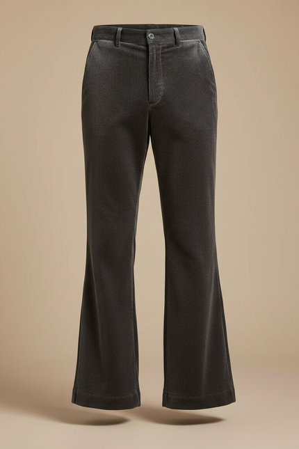 Pantalon Jupe Gris Velours Évasé Rétro Homme - Cordé - vue 3