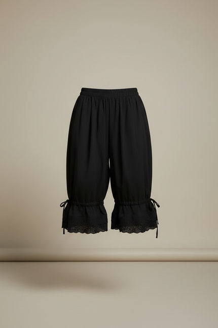 Pantalon Jupe Noir Ample Volants Dentelle - Viscose - vue 3