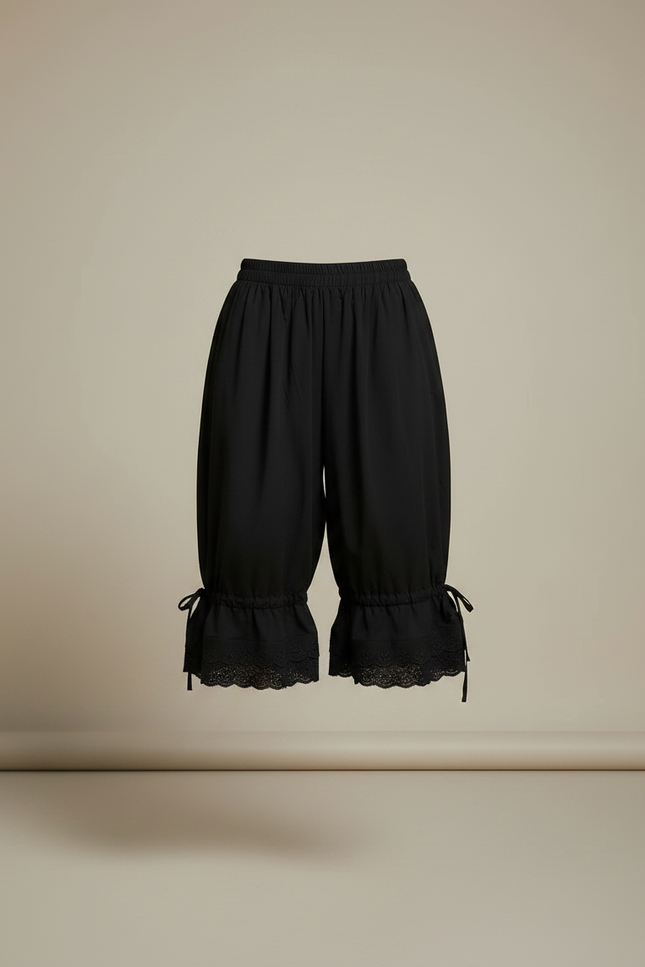 Pantalon Jupe Noir Ample Volants Dentelle - Viscose - vue 3