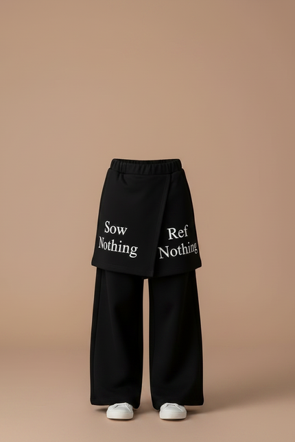 Pantalon Jupe Noir Ample Lettres Imprimées Intégrée - Molleton - vue 3