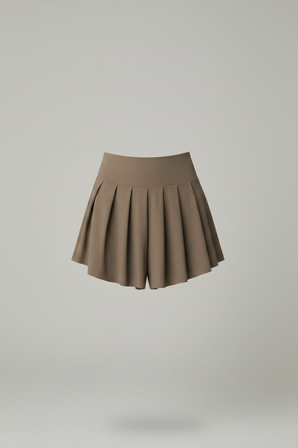 Pantalon Jupe Marron Plissé Court Sportif - Polyester - vue 3