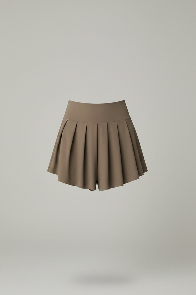Pantalon Jupe Marron Plissé Court Sportif - Polyester - vue 3