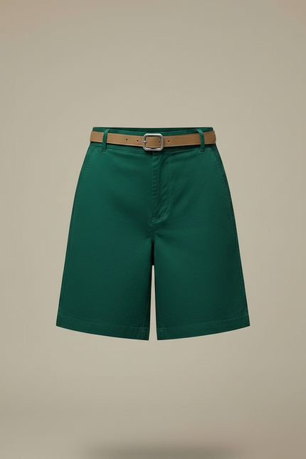 Pantalon Jupe Vert Boutons Ceinturé Décontracté - Gabardine - vue 3