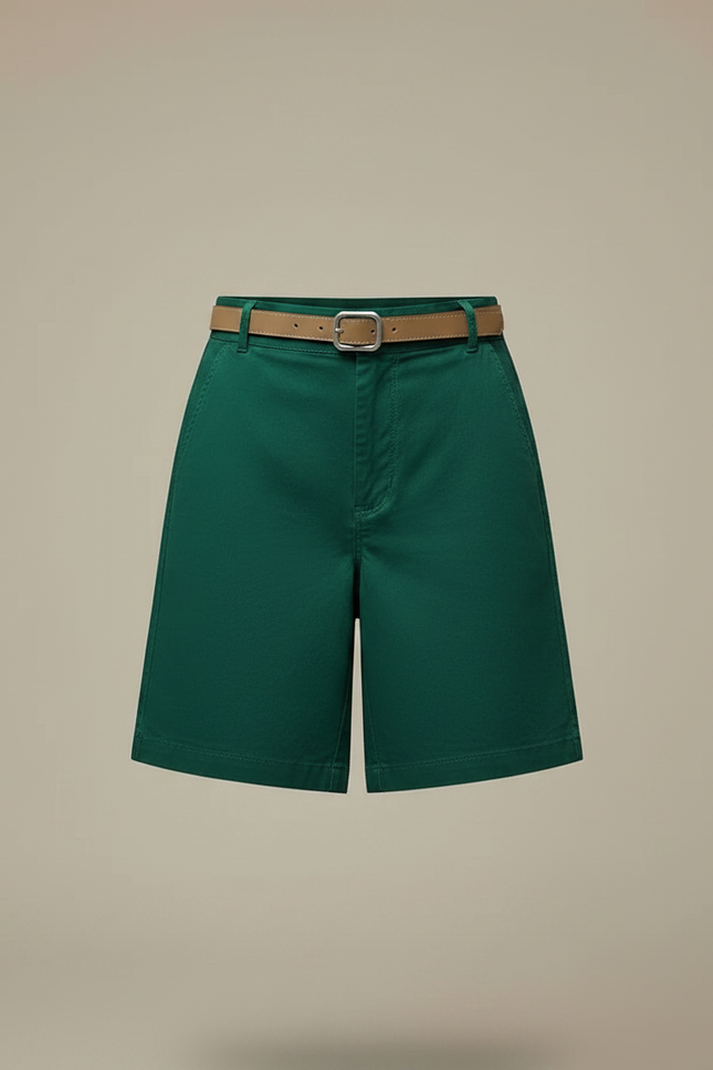 Pantalon Jupe Vert Boutons Ceinturé Décontracté - Gabardine - vue 3
