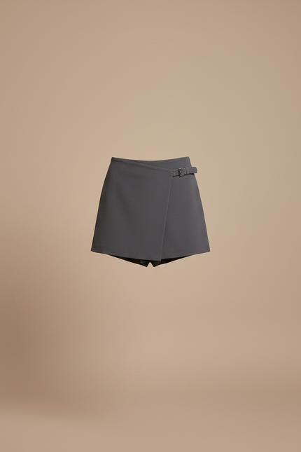 Pantalon Jupe Taille Haute - Gris Gabardine - vue 3