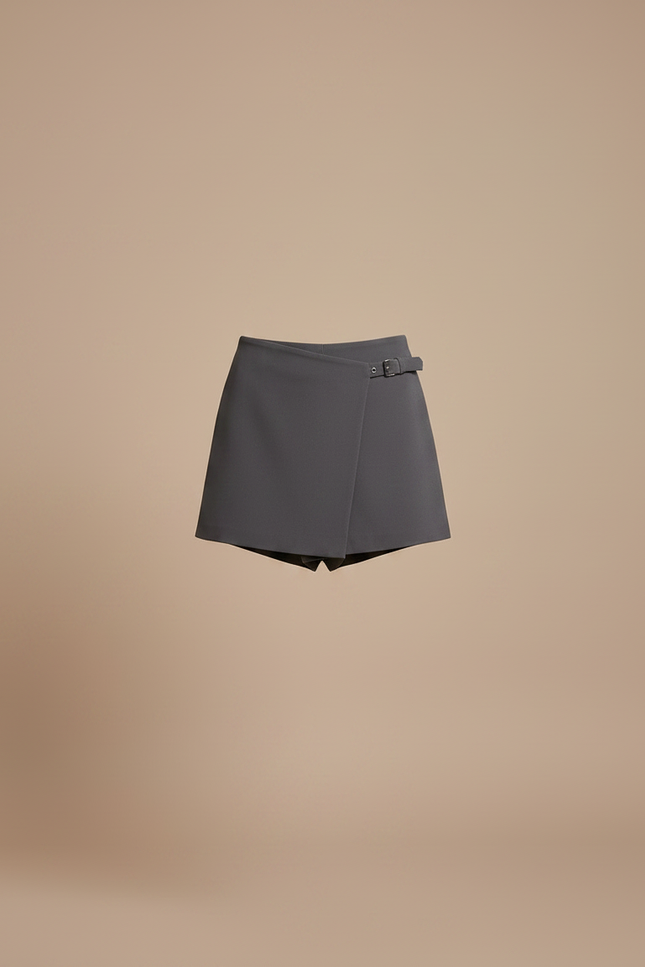 Pantalon Jupe Taille Haute - Gris Gabardine - vue 3