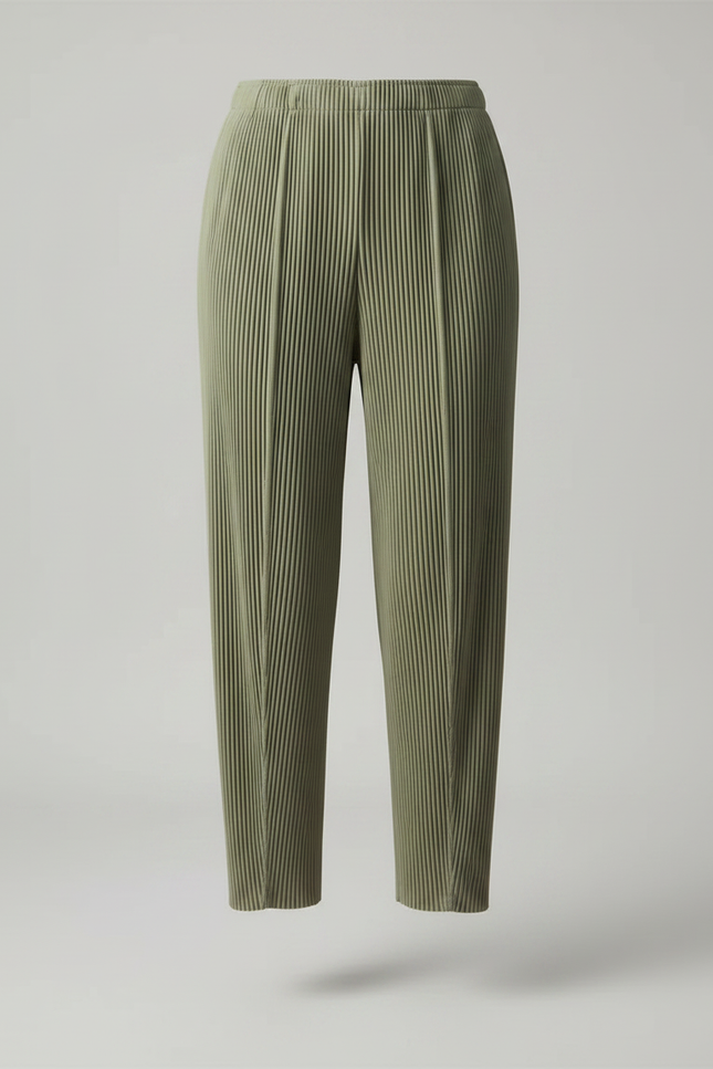 Pantalon Jupe Vert Plissé Ample Décontracté Fluide - Kaki Polyester - vue 3