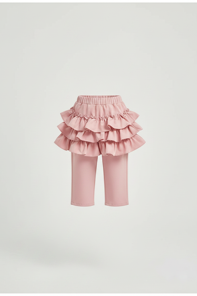 Pantalon Jupe Rose Volants Superposés Fille Mignon - Coton - vue 3
