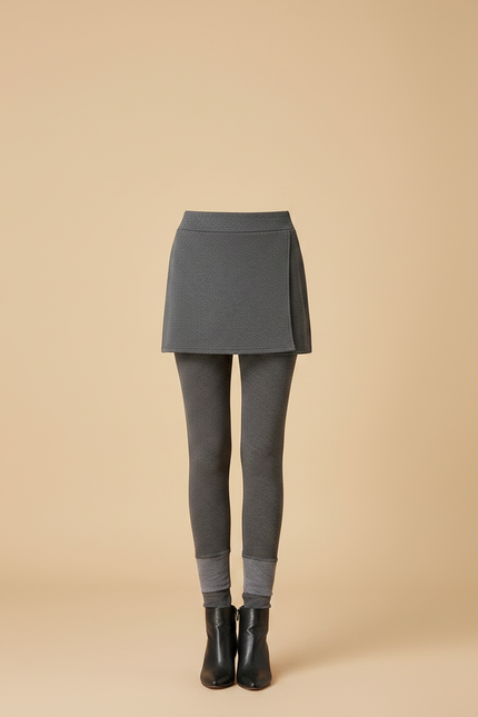 Pantalon Jupe Gris Intégré Épais Hiver Chaud - Maille - vue 3