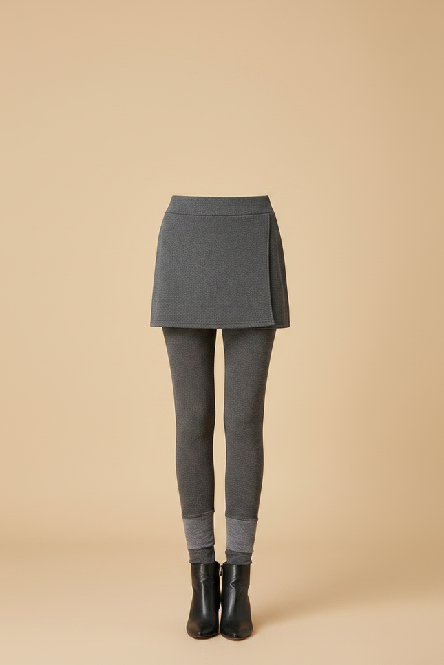 Pantalon Jupe Gris Intégré Épais Hiver Chaud - Maille - vue 3
